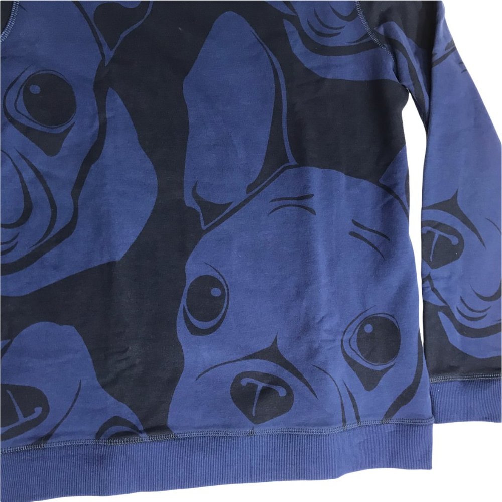 Z Attitude Sweatshirt, Crewneck, Dog Face.  Long Sleeve. Dark Blue Black.  Size